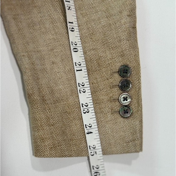 Patrick James West Coast Classic Linen Blazer Jacket 42L Tan Herringbone - Picture 15 of 15